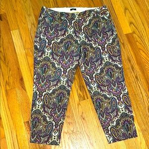 J. Crew Multicolor Paisley Ankle Pants